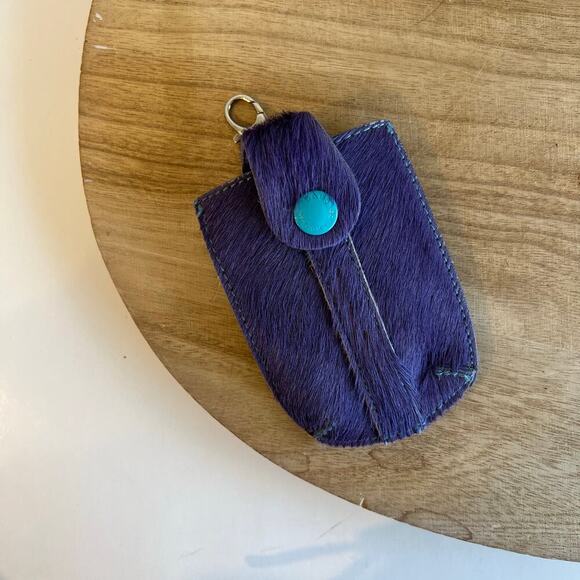 Gabs Purple Cow Hair Mini Clip on charm Travel Tag Bag Snap Closure - Picture 1 of 9